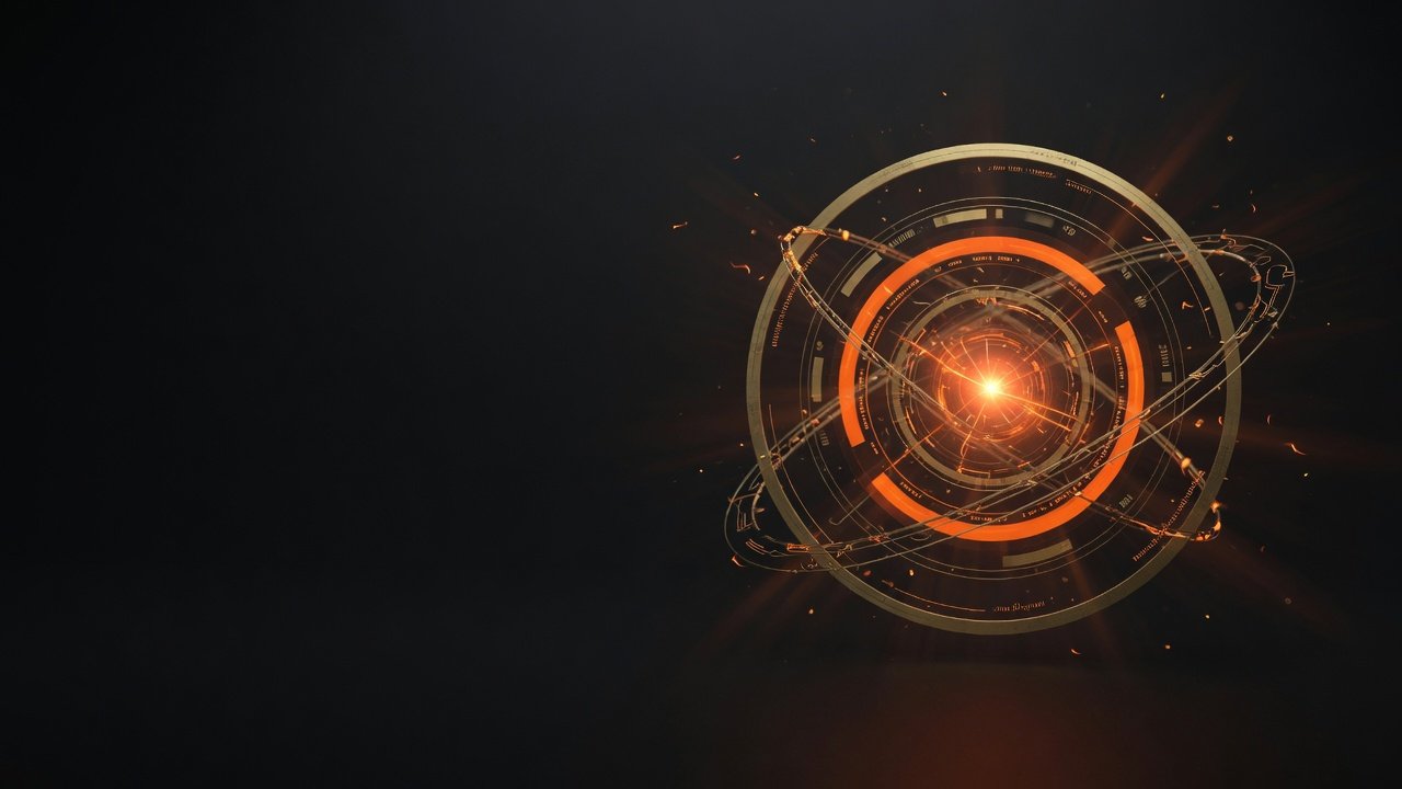 A holographic ember technology sphere with concentric HUD rings